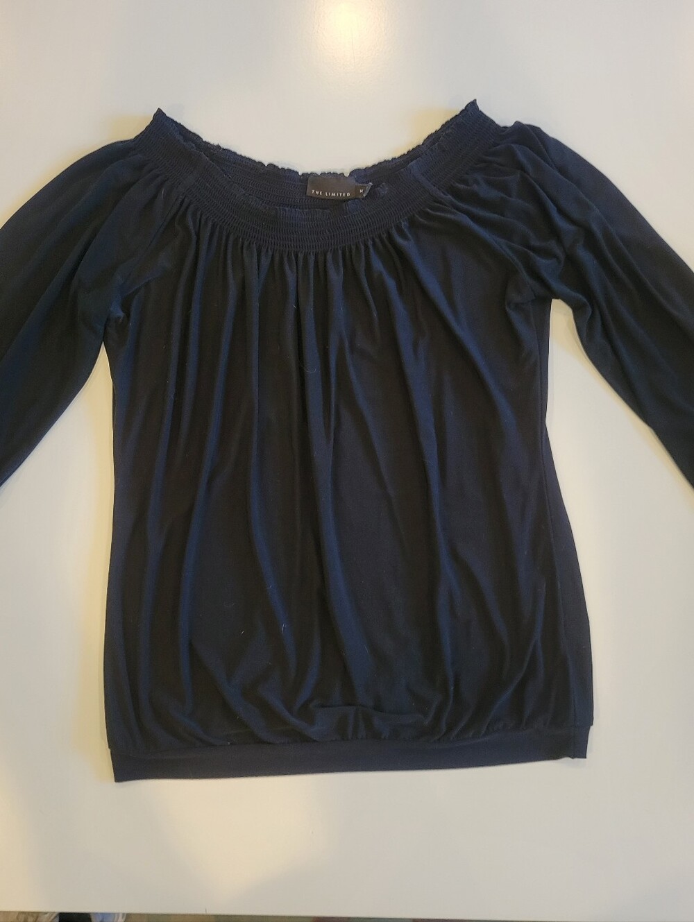 The Limited Black Boat Neck 3/4 Sleeve Top Size Medium